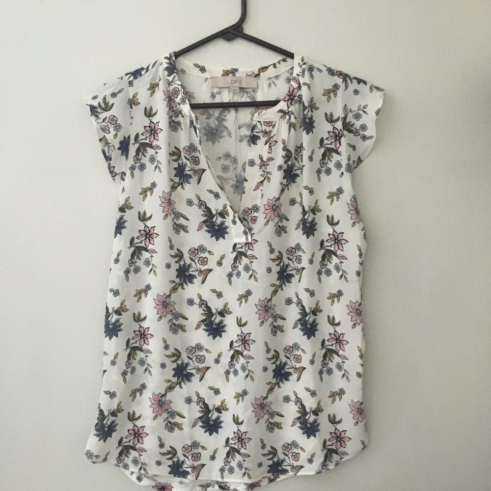 Loft Mixed Media Floral Blouse